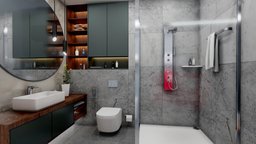Bathroom exhibition commode, fashion, realtime, furniture, basin, ar, virtualreality, counter, props, realistic, jacuzzi, interior-design, sanitary-ware, gltf, realtime-3d, architecture, blender, lowpoly, design, 3dmodel, industrial, gameready, bakingtexture