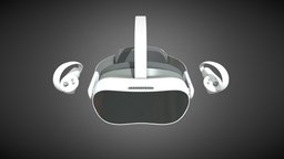 Pico-4 headset, quest, mr, oculus, vr, ar, controller, joystick, pico, pico8, pbr-texturing, pbr-game-ready, 3d, lowpoly, model, pico-8, quest2, quest3, pico-neo