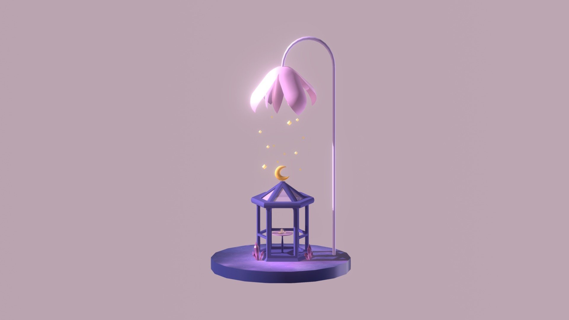 Created a galaxy inspired scene for a class project 🌙✨
My first 3d scene! ;v;;; ♡