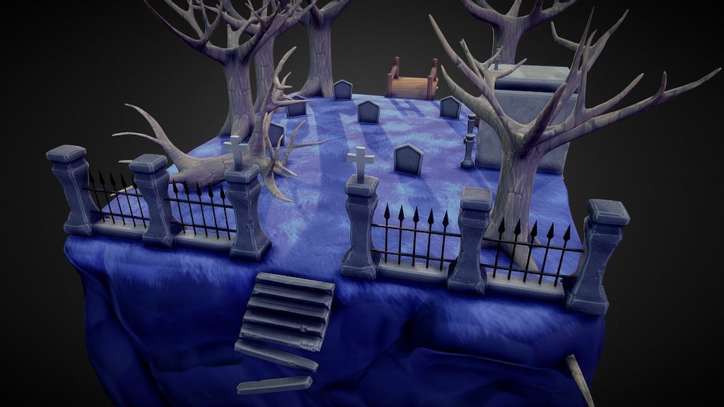 A graveyard with a cartoon theme.