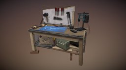 WorkBench bench, work, drill, tools, scrap, junk, press, gamedev, junker, workbench, pressdrill, substancepainter, substance, weapon, game, weapons