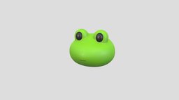 Prop186 Frog Head face, green, little, baby, fashion, mascot, frog, toad, anonymous, head, mask, costume, swamp, character, cartoon, animal