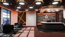 Modern Office Reception - Baking office, room, baking, b3d, vr, ar, reception, officefurniture, architecture, lighting
