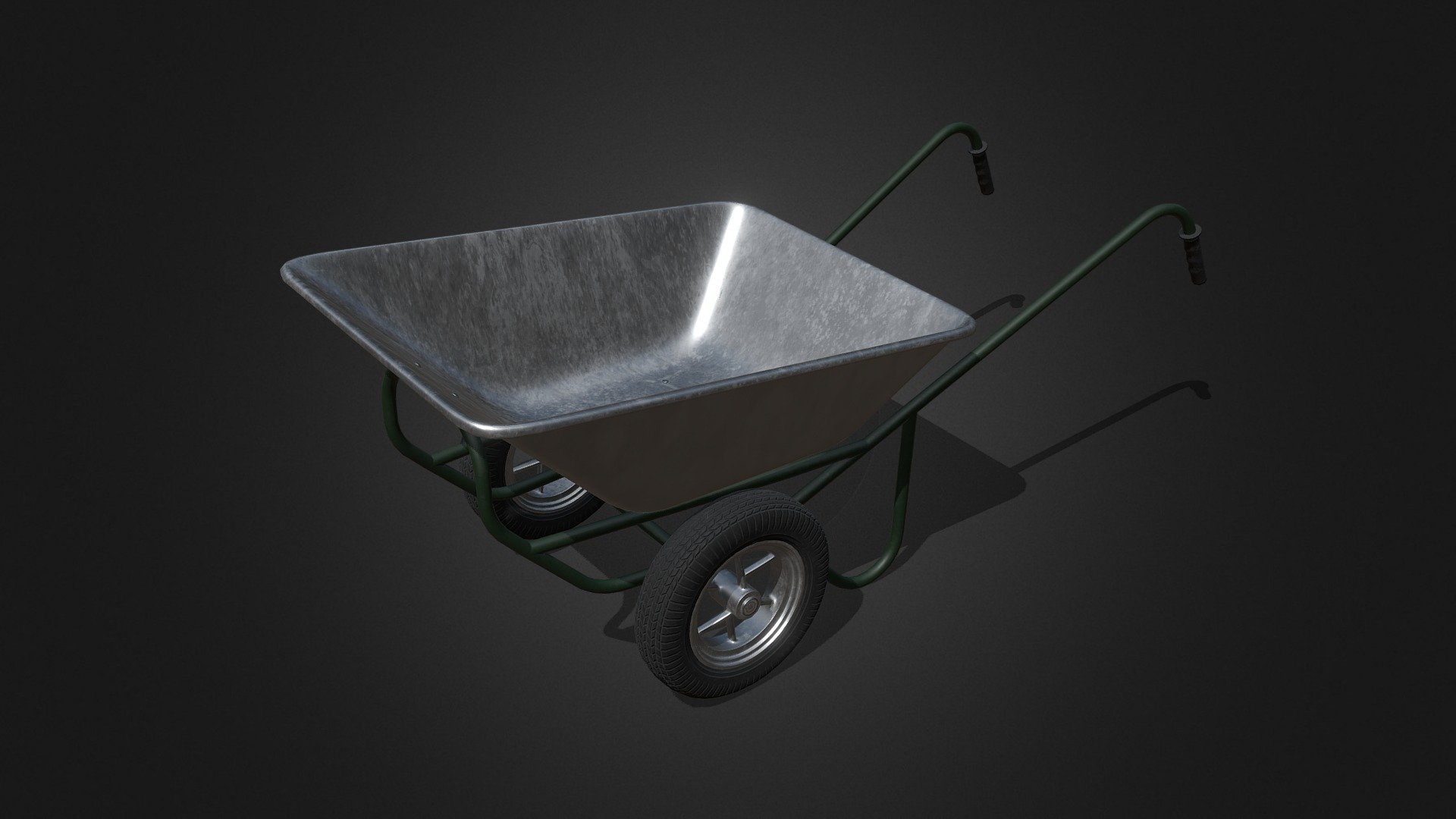 low-poly model of wheelbarrow with PBR-textures