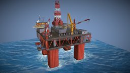 Offshore Platform - game model for "Cities XL" gas, oil, platform, ocean, builder, crane, offshore, game, city, ship, construction, sea