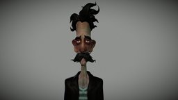 Tired 3D portrait portrait, polypaint, zbrush-sculpt, quick-3d-sketch, character, cartoon