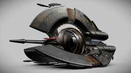 Droid Tri Fighter fighter, spacecraft, droid, tri, fighter-aircraft, substancepainter, maya, game, starwars, gameasset, 3dmodel, gameready
