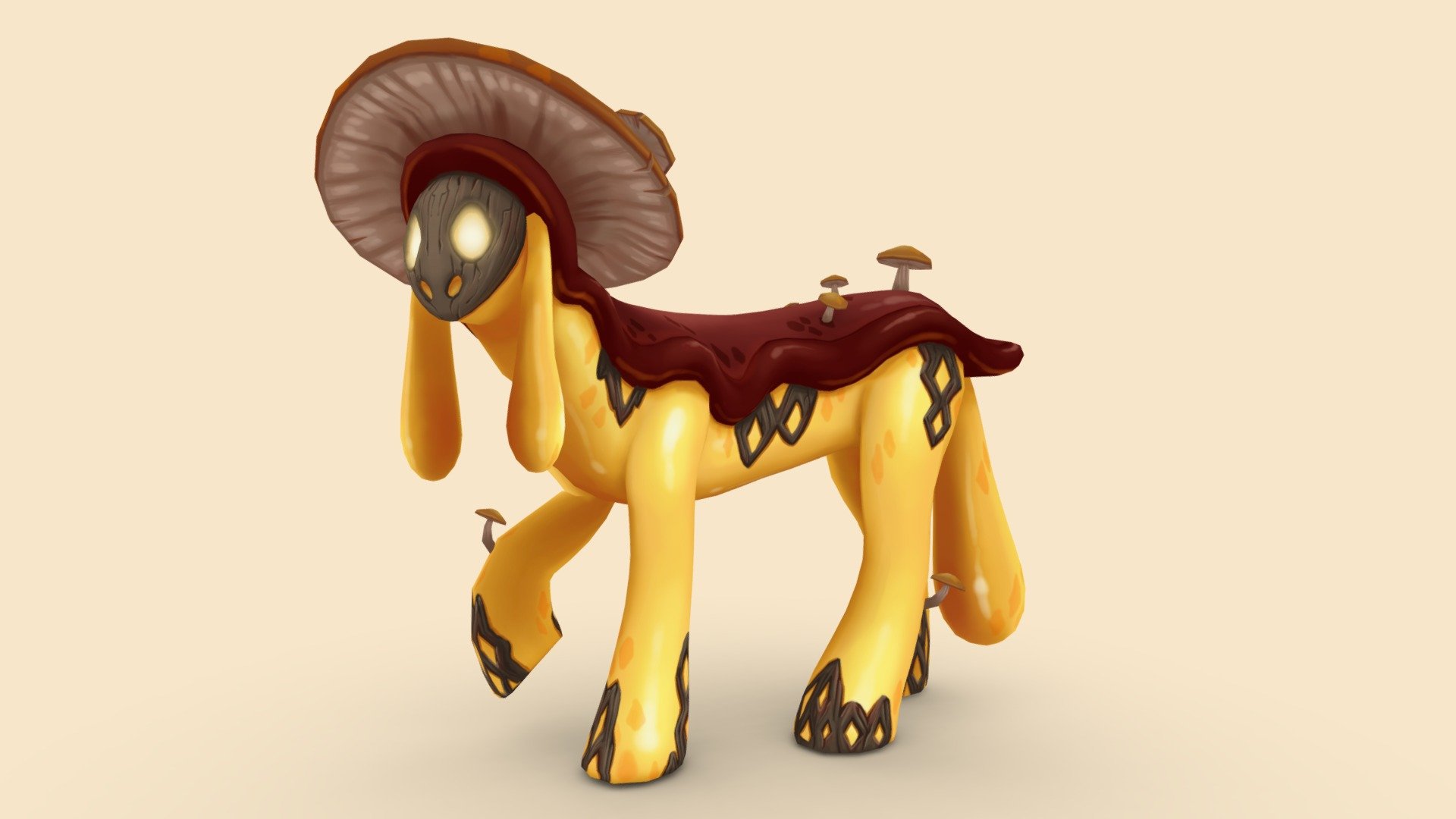 This is a mushroom/slug/horse creature I made for an indie 3D platformer I am currently developing. More info here! https://www.youtube.com/watch?v=PBU-18Z8SQk