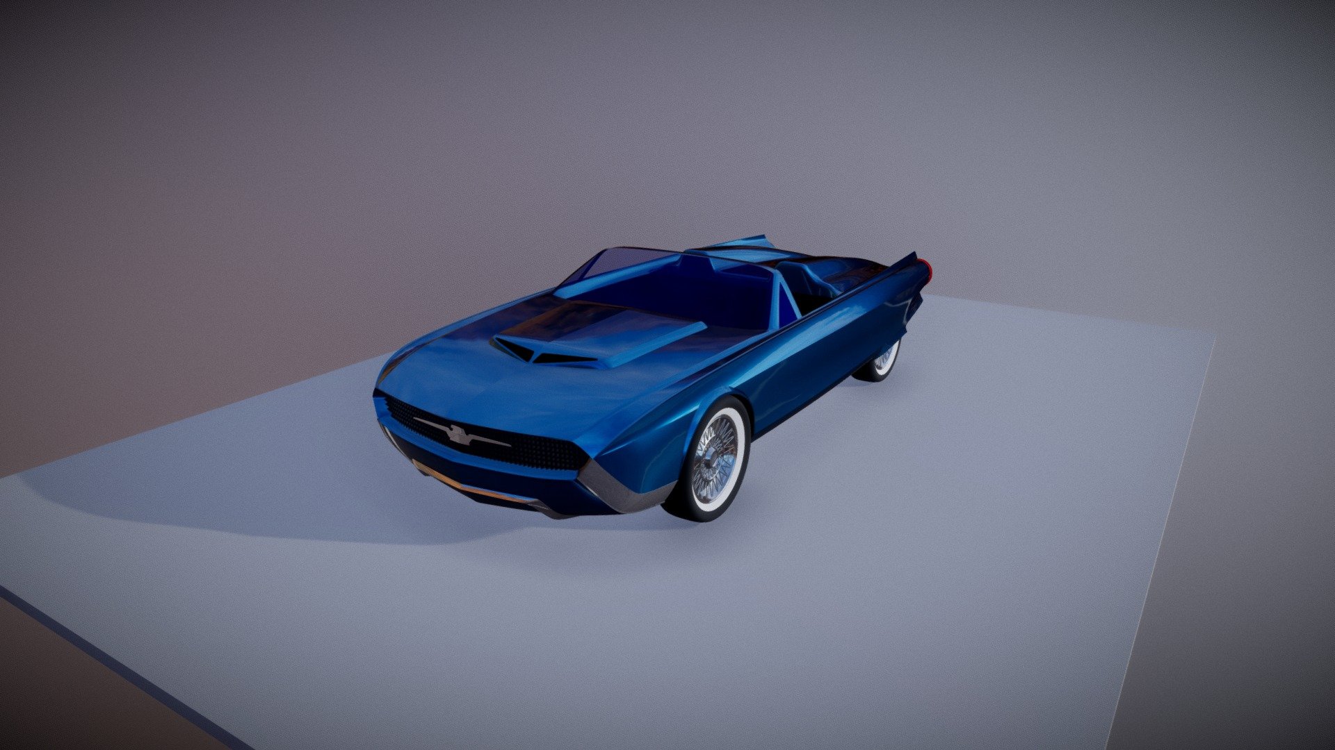 My submission for a past Sketchwars theme:  redo a classic&hellip;

My thought is that something went astray with the Thunderbird between 1963 and 1967.  My 3D sketch is a proposal for a different aesthetic bridge between the lovely 1963 body style and the somewhat radical departure of 1967.  This took 4 hours to do, completely done in 3D while immersed in VR using Gravity Sketch.  I had 2D reference pictures in the scene, but all the ideation of the forms was done in 3D.

This is a non-traditional medium (skipping 2D) so I did a bunch of tweaking with post process effects to give it a more grainy textured paper/punchy colors/rendered look &hellip; minus the dabs of white gouache for highlights!

(uploaded new model, corrected blackout surfaces, added rear bumper, tweaked some surfaces, added more details in spots)