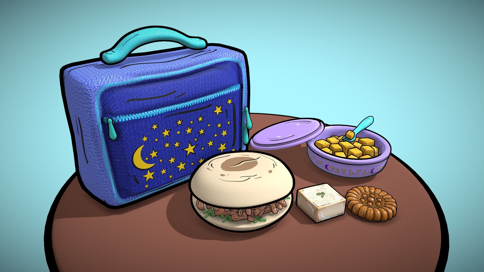 Recently I submitted a job application that asked us to design a child’s school lunch and I decided to give it a more diverse perspective.

The foods featured here are Rou Jia Mo (Chinese Hamburger), Mango Pieces, Sandesh (Bangladeshi Sweet), and Yakgwa (Korean Honey Cookie). Thanks to my friends for giving me inspiration and for telling me about their favorite foods! A special thanks to my parents for telling me all about Bangladeshi sweets.