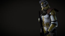 Clone Trooper Phase 2 Commander Bly commander, trooper, empire, grand, army, legion, clone, ready, imperial, phase, wars, galaxy, star, 2, republic, galactic, corps, leader, pbr-game-ready, bly, character, game, pbr, helmet, substance-painter, man, animation, fantasy, human