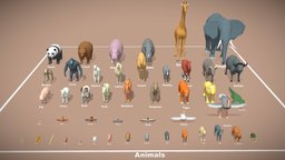 Animals Pack - Popular Animals base, insect, fish, birds, games, mesh, assets, small, basemesh, pack, big, collection, hybrid, reptiles, amphibians, lowpoly, model, gameasset, animal, rigged, highpoly, hypercasual