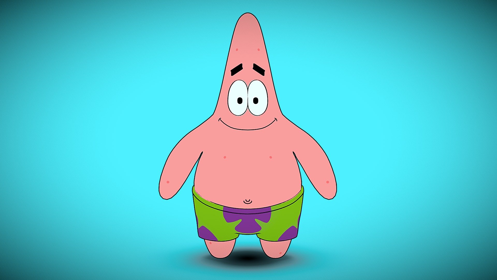 I made patrick star of the spongebob series applied a cardboard effect, this is the first result I achieved using this effect.

The model with the effect simulates a dimension in 2d