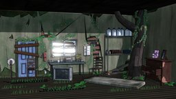 Abandoned room room, abandoned, apocalyptic, apocalypse, low-poly-model, overgrown, low-poly-art, abandoned-building, low-poly-house, abandoned-house, cartoon, abandoned-room, overgrown-room