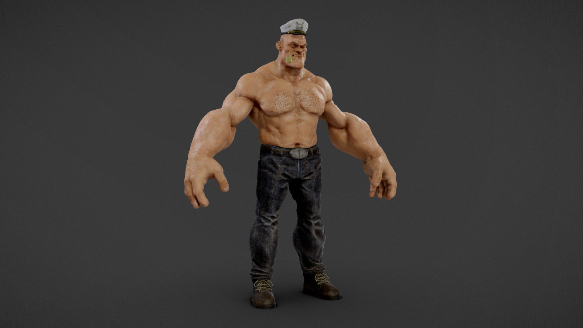 thowing up my Popeye character onto to show it off in the portfolio. https://www.artstation.com/artwork/qeVQL