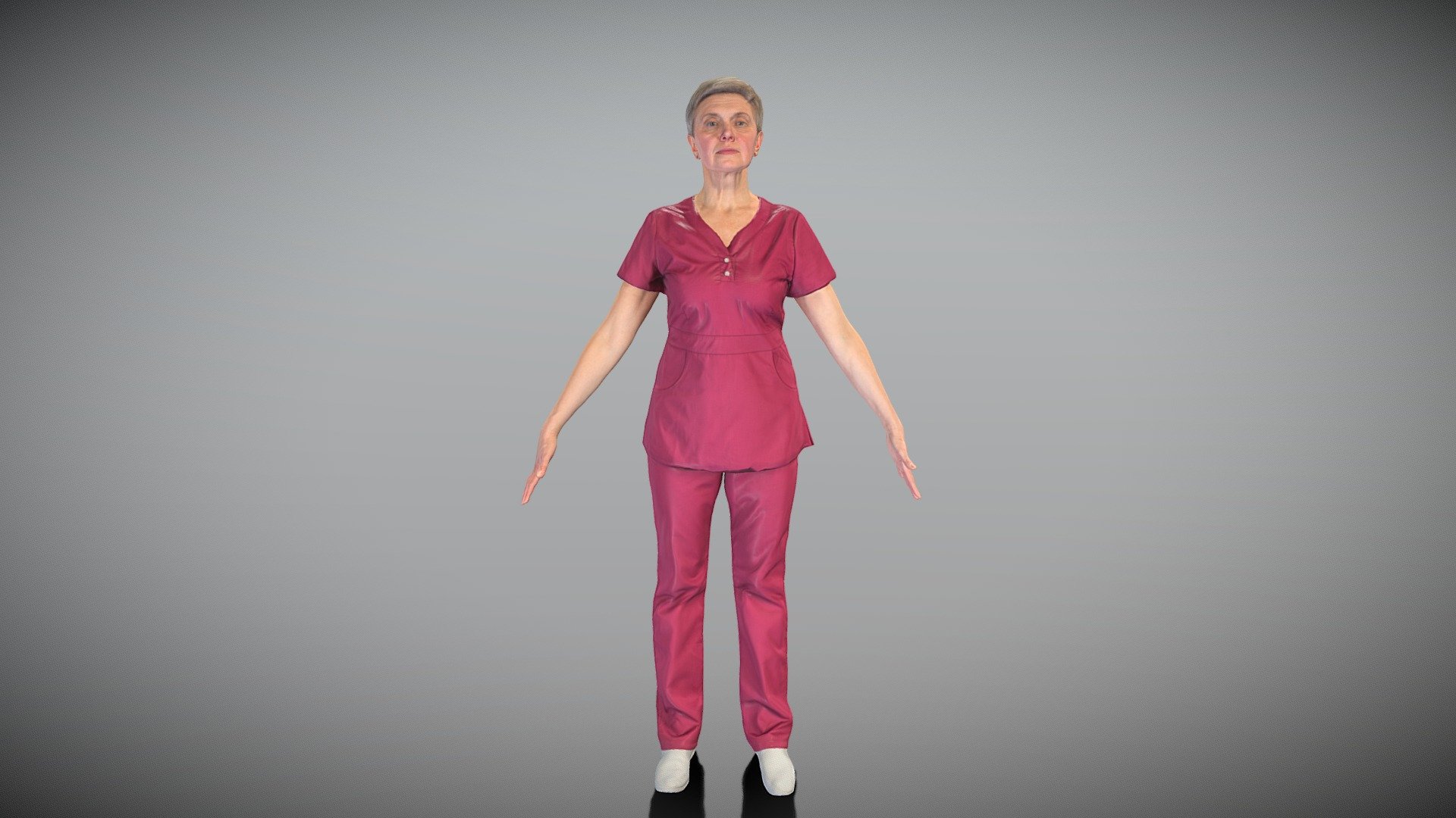 This is a true human size and detailed model of a beautiful woman of Caucasian appearance dressed in medical uniform. The model is captured in the A-pose with mesh ready for rigging and animation in all most usable 3d software. The product is ready both for immediate use in architectural visualisations, or further render and detailed sculpting in Zbrush.

Technical specifications:




digital double scan model

low-poly model

high-poly model (.ztl tool with 5-6 subdivisions) clean and retopologized automatically via ZRemesher

fully quad topology

sufficiently clean

edge Loops based

ready for subdivision

8K texture color map

non-overlapping UV map

ready for animation

PBR textures 8K resolution: Normal, Displacement, Albedo maps

Download package includes a Cinema 4D project file with Redshift shader, OBJ, FBX, STL files, which are applicable for 3ds Max, Maya, Unreal Engine, Unity, Blender, etc.

3D EVERYTHING

Stand with Ukraine!