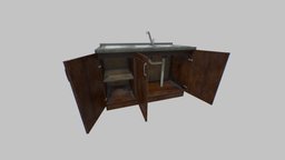 Old Kitchen Cabinet with Sink abandoned, sink, furniture, dirty, damaged, old, kitchen, faucet, apocaliptic