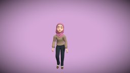 Muslim woman (Animated) muslim, women, story, youtube, mosque, femalecharacter, hijab, menswear, views, animatedcharacter, womenswear, readyforgame, girl, 3d, blender, lowpoly, low, female, animation, animated, rigged, muslims, muslimart