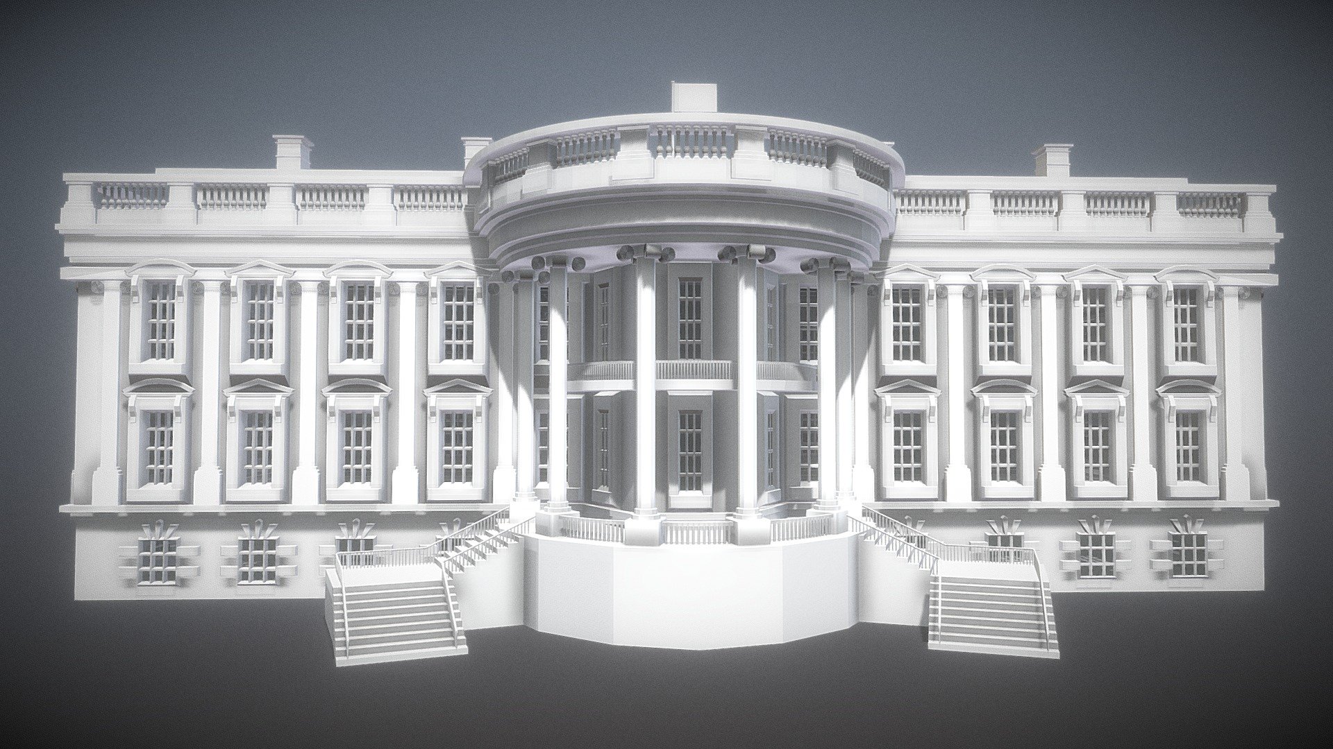 This is a beautiful White House model. The White House is the official residence and workplace of the president of the United States..

4 materials no texture.

Triangles: 38300 Vertices: 216800

(Viewer Setting above are just a preview and may vary drastically depending on your lighting and shading setup on the final application)

If you have any questions, please feel free to contact me.
 
E-mail: zhangshangbin1314159@gmail.com
