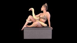 Female Scan - Woman Holding a Snake 101 body, snake, bodyscan, photogrametry, reference, engine, woman, beautiful, swimsuit, realitycapture, character, asset, model, female, human, person, noai, human-engine