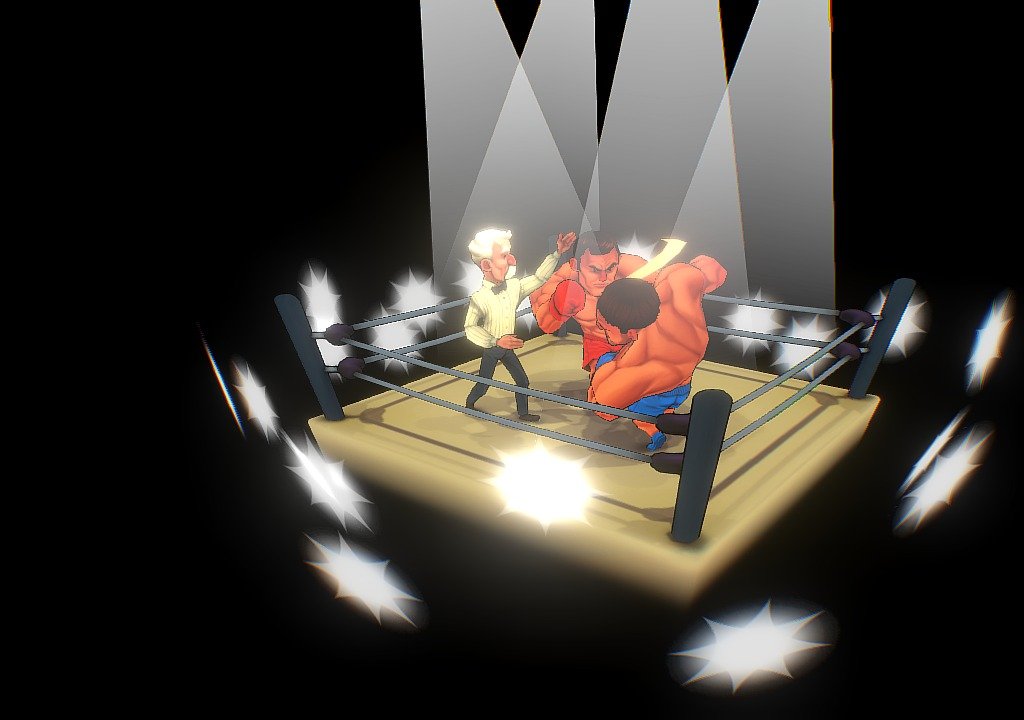 Finish at least this last year model. modeling on Blender, texture painting on 3DCoat
this is the moment of the clean hit on the blue pants face =D
Red Pants 1888 tri
Blue Pants 1864 tri
Judge 1771 tri
Ring 1662 tri
