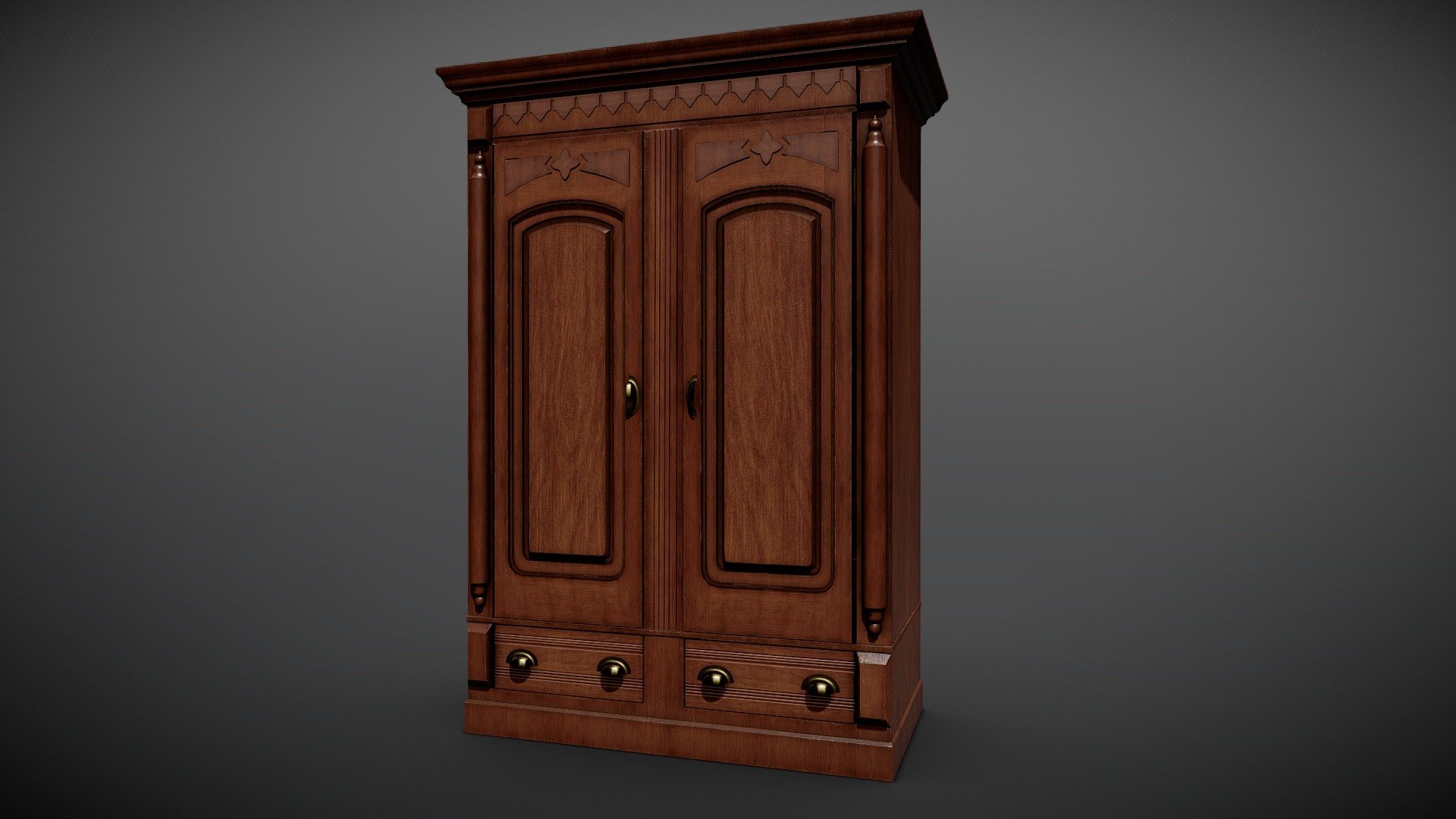 Victorian Wardrobe, model consists of 1 material (base color, normal, roughness, metallic)