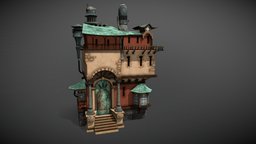 House with pipes invention, steampunk, pipes, copper, house, building, steam