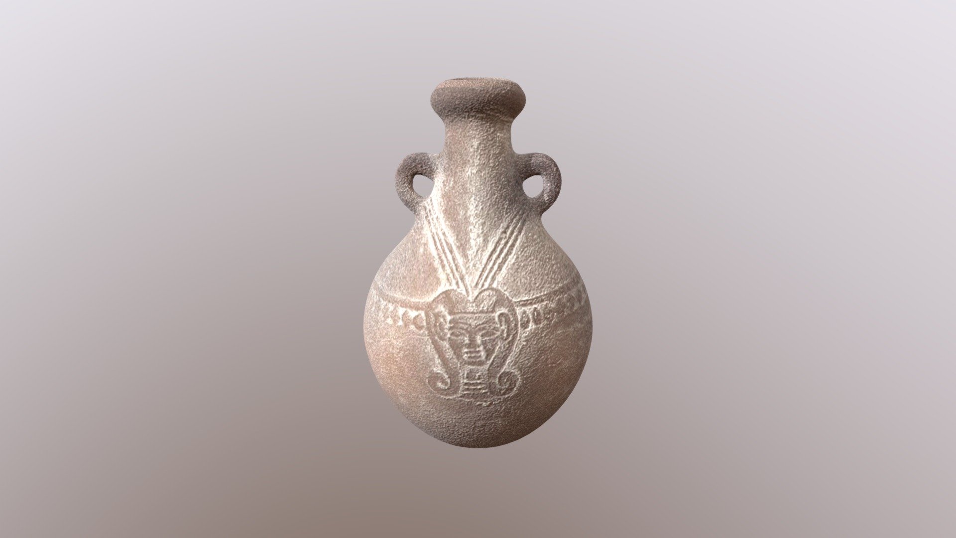 About the 3D Model:

This 3D model is a replica of an ancient Egyptian ceramic pot or flask from the late period (664-30 BC).

The 3D model is a piece of clay art ornamented with the carving of Hathor, the ancient Egyptian goddess of love and motherhood.

The pot was used in ancient Egypt to store beverages or as a decoration. To make the replica, ready-made textures and internal materials have been used to give this model is current look.

**Technical Details about the Model: **

The original file format is blend. Other available formats are: OBJ, FBX, 3DS,  and STL, all of which have been tested before uploading. The blend file comes with a lighting setting.

The flask will render easily and like on thumbnails. This is because it is originally a PBR model with an image texture and maps: normal, occlusion, and displacement. These can be easily modified or removed to give the jar a different look. 

Thank you!!