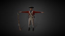 British 18th Century - Red Coat - 23rd british, century, brown, uniform, bess, 18th, military-history, low-poly, military, war
