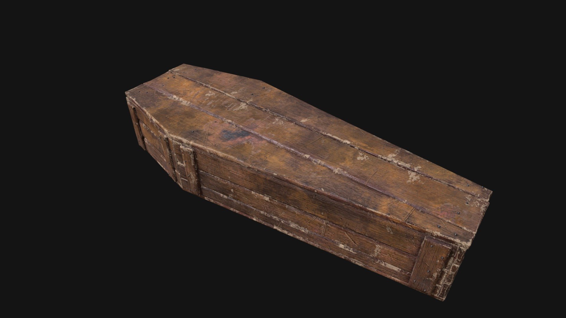 Rustic Wooden Coffin 3D Model. This model contains the Rustic Wooden Coffin itself 

All modeled in Maya, textured with Substance Painter.

The model was built to scale and is UV unwrapped properly. Contains only one 4K texture set.  

⦁   15072 tris. 

⦁   Contains: .FBX .OBJ and .DAE

⦁   Model has clean topology. No Ngons.

⦁   Built to scale

⦁   Unwrapped UV Map

⦁   4K Texture set

⦁   High quality details

⦁   Based on real life references

⦁   Renders done in Marmoset Toolbag

Polycount: 

Verts 7981

Edges 15432

Faces 7596

Tris 15072

If you have any questions please feel free to ask me.
