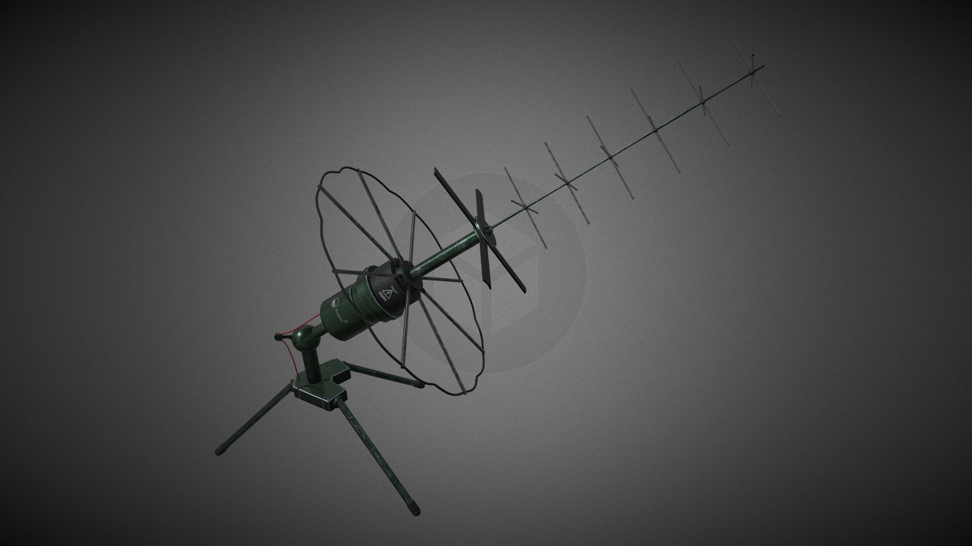 Military communication antenna made in blender, unwrapped and with PBR 4K materials Polygon count: Vertices: 4746 Triangles: 9102 Number of materials: 1 Types of materials and texture maps and number of textures: PBR (BaseColor, Curve, AO, Height, Metallic, Roughness and Normal) - 1 Texture Texture dimensions: 4096x4096 UV mapping: Yes Rigging: No Animated: No