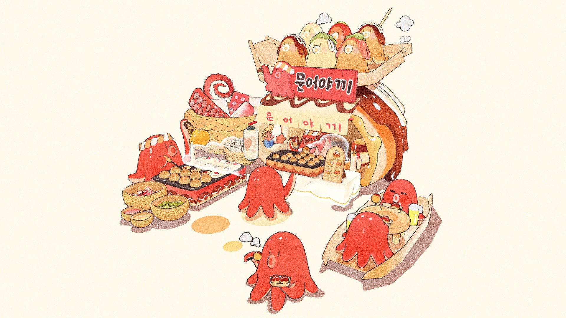 🐙Takoyaki🐙 modeled by 3D MAYA Krita and Subtancepainter !Original design by Credits to: @talbi_illust on Instagram https://www.pinterest.com/pin/3588874694615393/