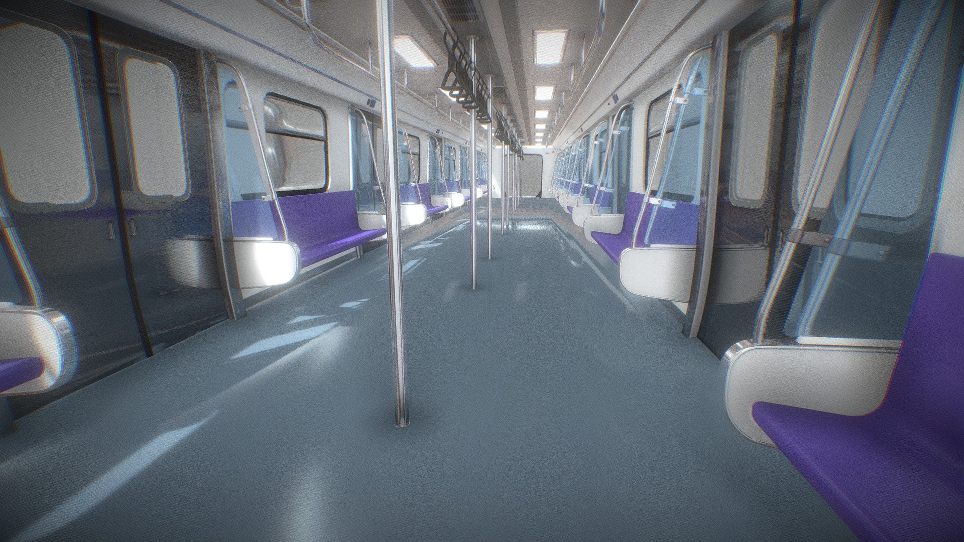 Train Interior from the LRTA 2000 class rolling stock. LRT 2 Philippines. Modelled in Blender. Full model can be bought here: https://www.artstation.com/a/19571887