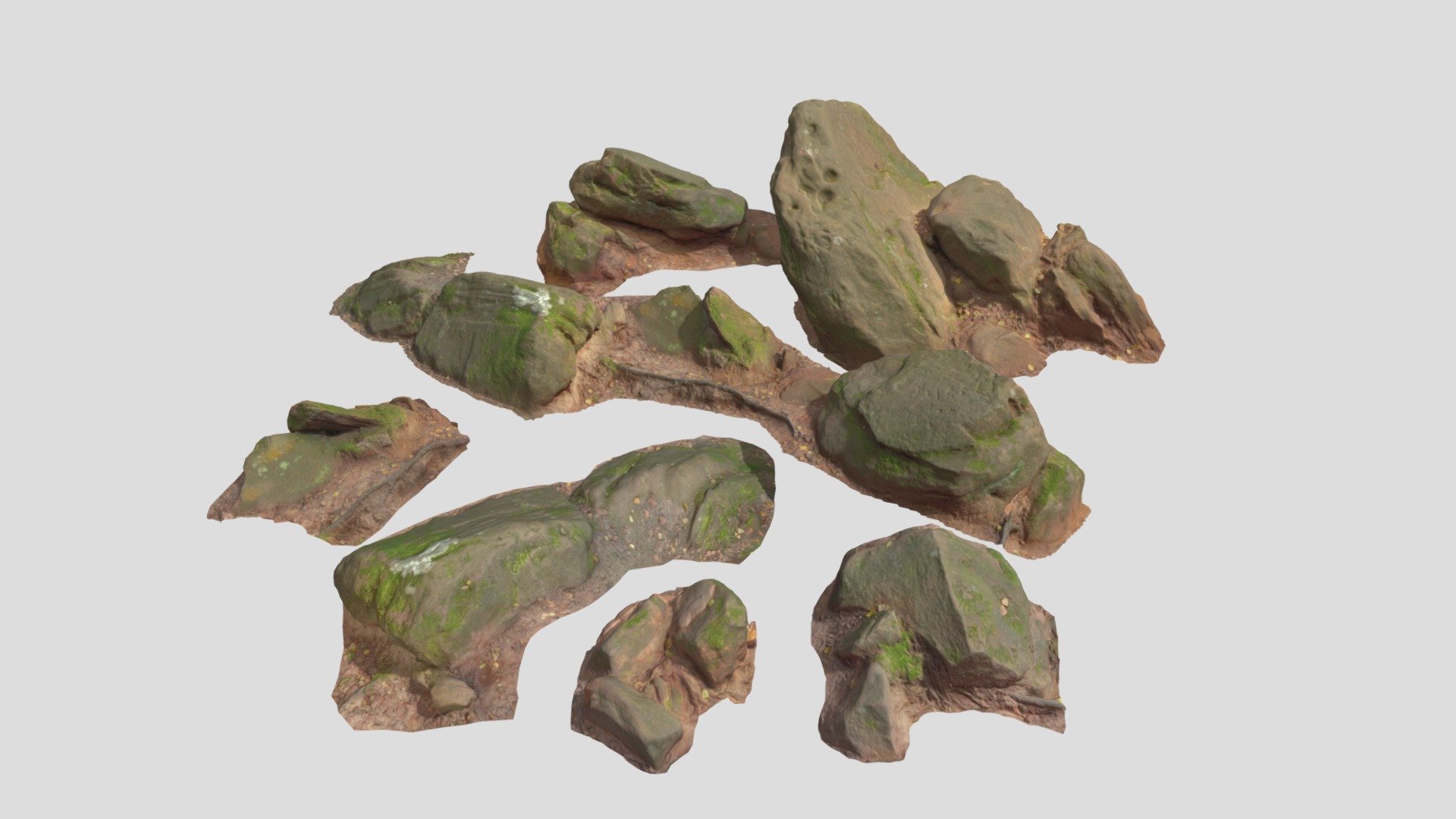 Fully processed 3D scans: no light information, color-matched, etc.

Ready to use for all kind of CGI

4K Textures:
- normal map
- albedo
- roughness

Please let me know if something isn't working as it should.

Realistic Rocks Stone Forest Pack Sandstone Scan