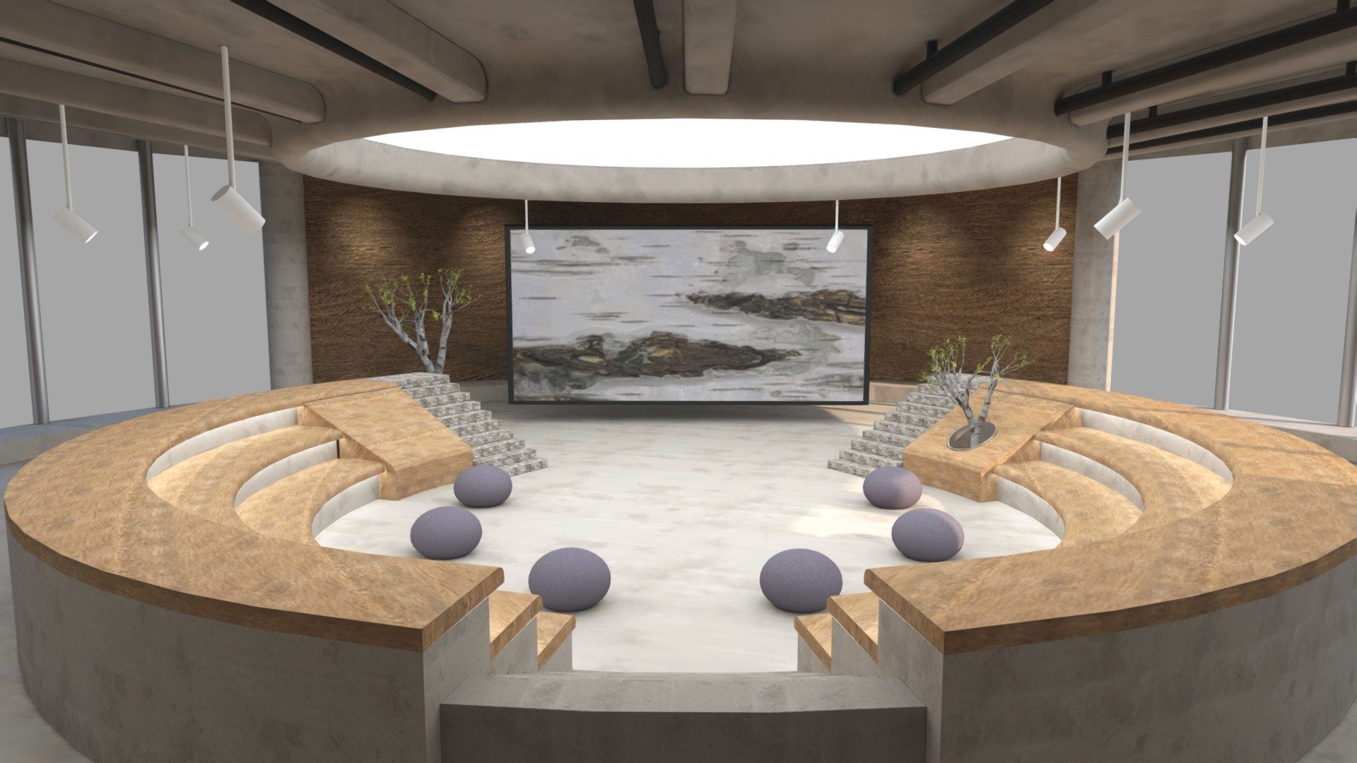 This one is a concrete business lobby with seating and a circular cealing, designed in style of neo-concretism, decorated with wooden materials.




Scaled in real world dimensions

Textures baked already

🔥Note: Spatial seat hotspots supported ( You need to download the additional files which named “with hotspots” )

🔥Note: High quality baking pics supported ( You need to download the additional files which named “High quality baking pics” ）