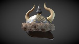 Barbarian Viking Horned Helmet warhammer, armor, ancient, dd, warrior, viking, medieval, historical, barbarian, antiquity, dandd, dungeons-and-dragons, helmet, gameasset, fantasy, gameready, bucket-hat, hornedhelm