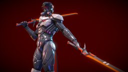 Sci Fi Character with Blades armored, cyberpunk, masseffect, cyborg, game-ready, low-poly-model, hardsurfacemodeling, pbr-texturing, sci-fi, stylized, robot