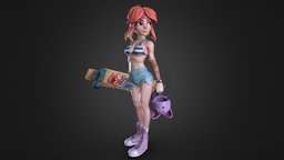 Boardwalk Threads - longboard girl cute, skateboard, redhead, girl