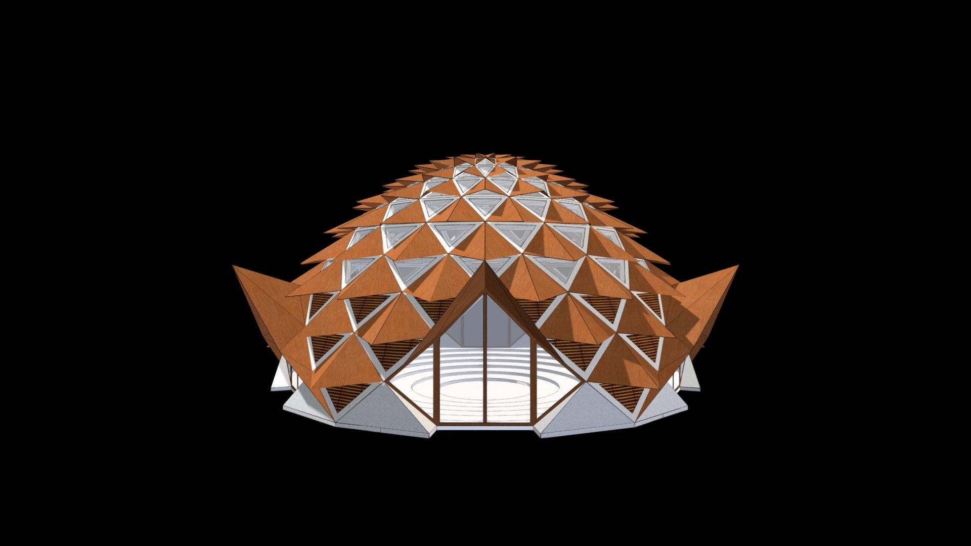 Our “Pine”al gland, shaped like (and named after) the pine cone, typifying the epicentre of enlightenment of our brain, the pineal governs our body's perception of light. The pineal gland is long considered our biological “third eye”, which symbolizes the spiritual wisdom and power. Therefore, meditation centre got its shape from the pine cone and functioned with respect to climate to serve the user.