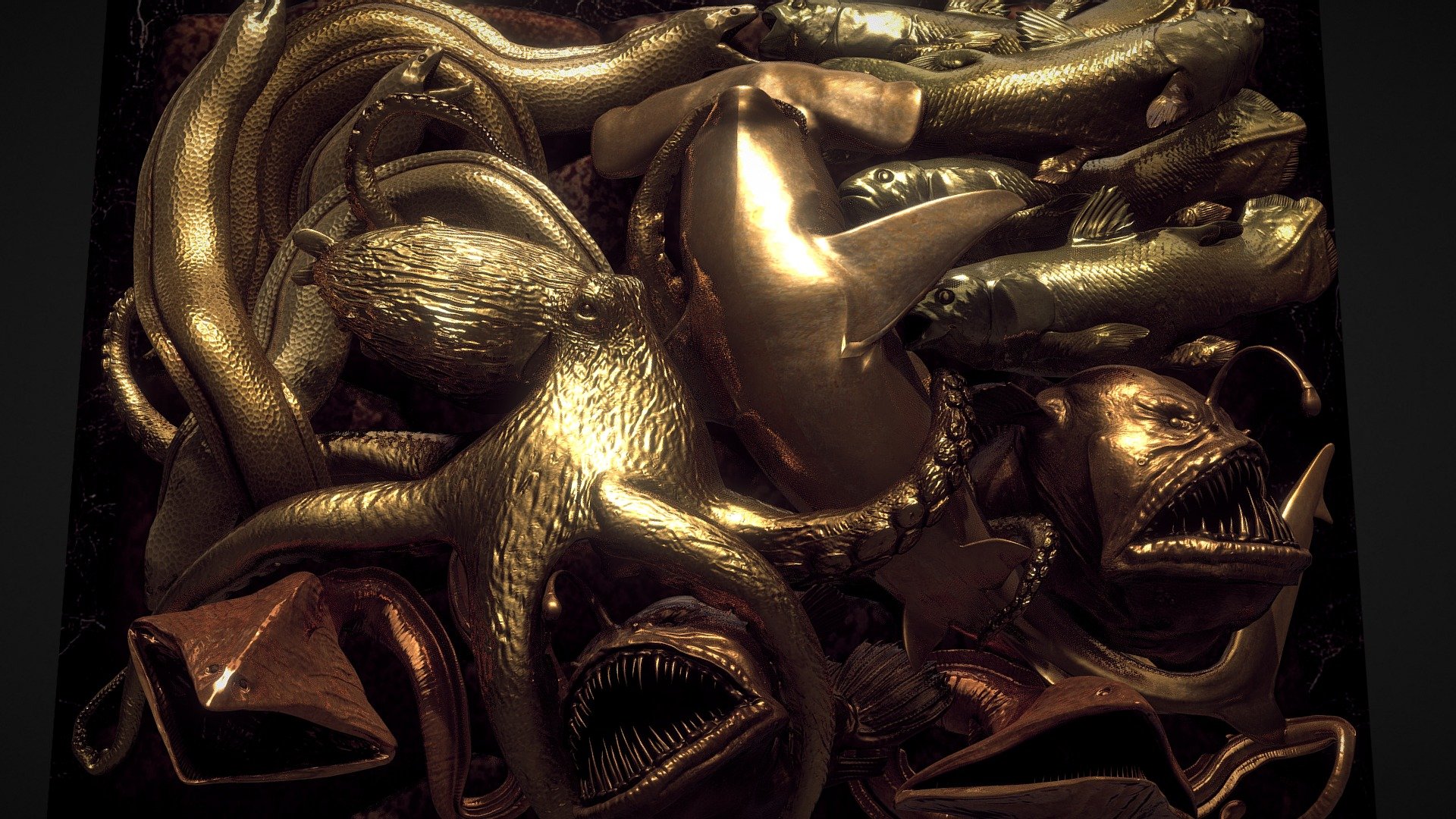 Hi all,
well this model was gathering the dust in my computer.
So I decided to finish and publish it as a follower milestone.

Thanks you guys and gals for following my work !

Also if you are wondering, the Angler fish did come from this composition. ;)

Tools used :
- Modeling : 3ds Max and Zbrush
- Texturing : Substance Painter and Photoshop
- Baking normal : XNormal

Sound by Taira Komori