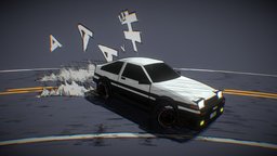 Drifting AE86 d, toyota, initial, ae86, npr, initiald, initial-d, sketchfabweeklychallenge, toyota-ae86, car, npr-nonphotorealistic, sketchfabweeklychallenge_hashtag