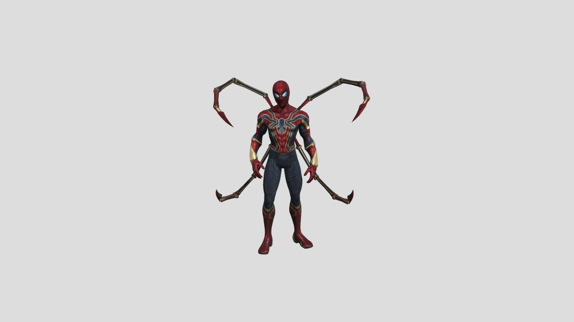 The Iron Spider Armor, listed as Item 17A of the Avengers Compound, is an armored version of the Spider-Man Suit comprised of nanotechnology. It was created by Tony Stark for Peter Parker to use as an Avenger, offered to him in 2016 after he prevented Vulture from stealing from a Stark Cargo Plane. After initially rejecting the suit, Spider-Man was given the suit two years later during the Infinity War, using it to survive in space and fight Thanos on Titan. The suit, along with Spider-Man, was turned to dust during the Snap, although it was restored when Parker was resurrected by Hulk in 2023 and was used to fight the Outriders during the Battle of Earth. 
In 2024, Spider-Man used the armor to subdue members of the Manfredi Crime Family. Months later, he used it to fight Doctor Octopus, who used his tentacles to remove a chunk of the armor and transfer its nanites onto his tentacles. After repairing Doctor Octopus'