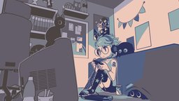 Mika toon, videogames, drawing, cartoony, outline, mika, gamergirl, cartoon, anime, parorou