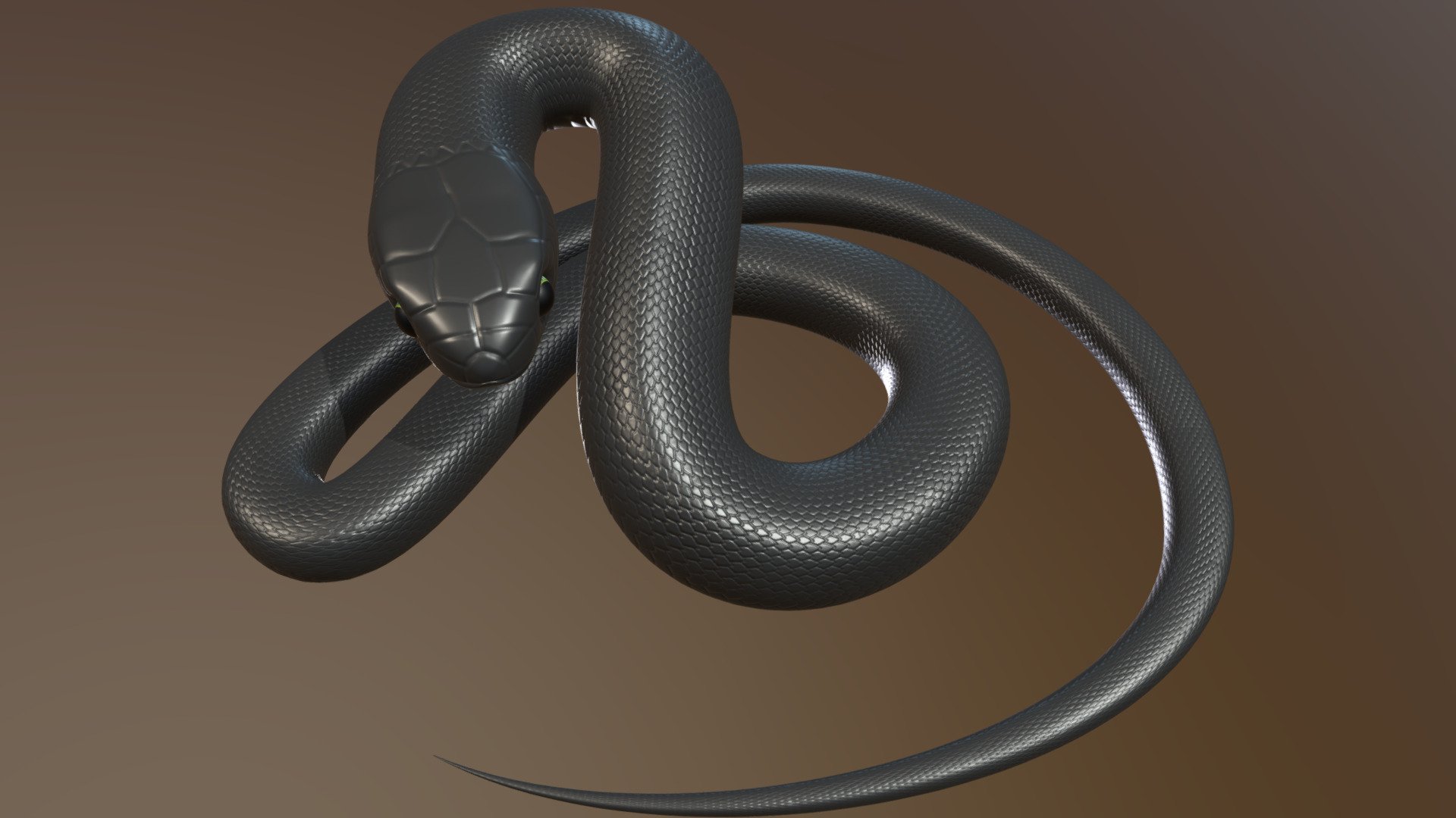 Non-animated model of a snake made in blender.