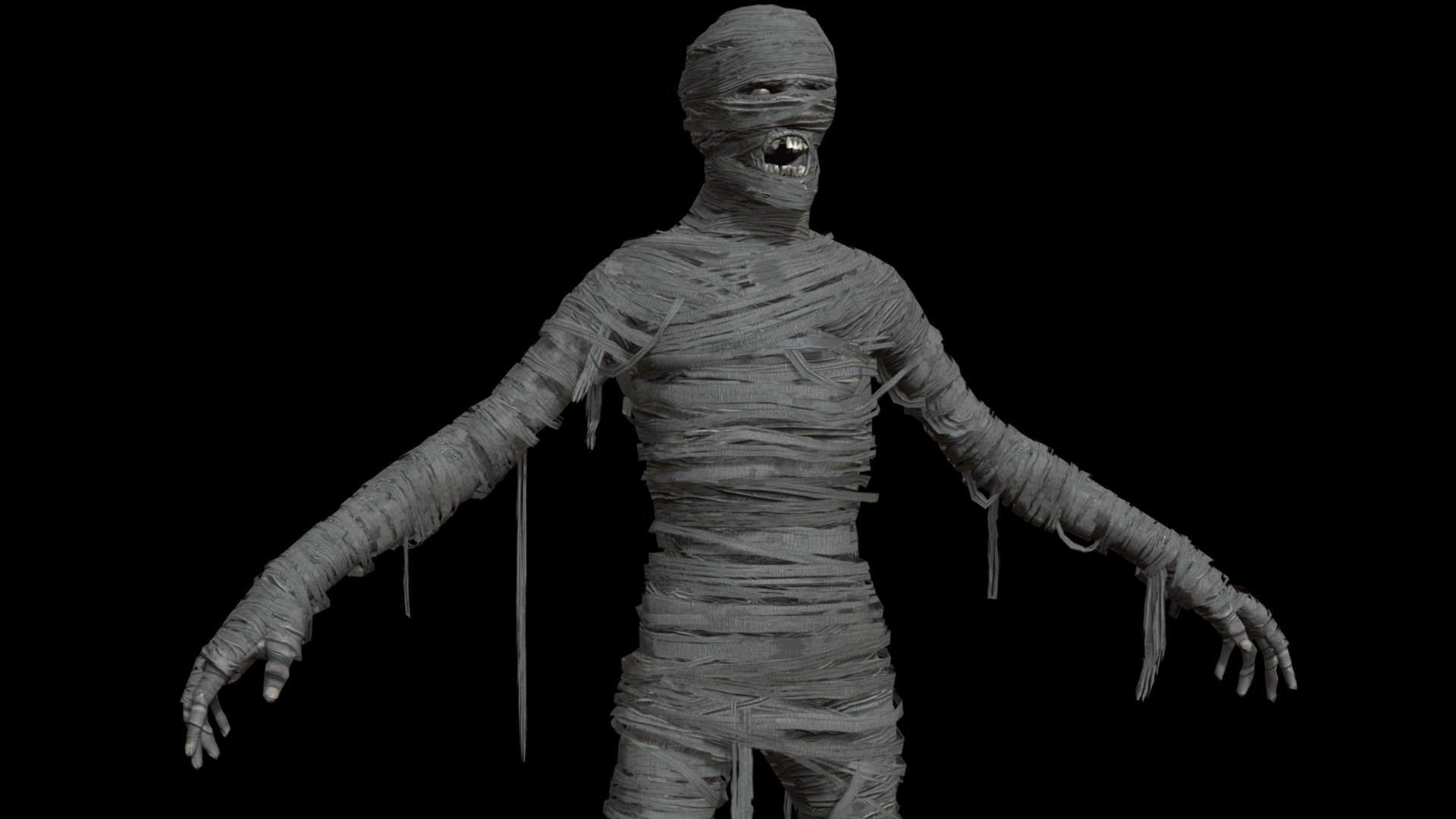 Low-poly model of the character Mummy
Suitable for games of different genre: RPG, strategy, first-person shooter, etc.
In the archive, the basic mesh (fbx and maya)

two uv set 4096x4096 
three skins
textures 27
materials 9

In the model it is desirable to use a shader with a two-sided display of polygons.

Support me on patreon, and get access to unique content and other cool events patreon.com/dremorn

And also subscribe to my insta, there are a lot of pictures and other cool things 
instagram.com/andrey.panchenko/