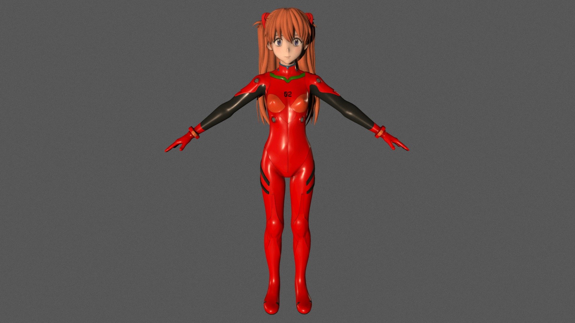 T-pose rigged model of anime girl Asuka Langley Soryu (Neon Genesis Evangelion).

Body and clothings are rigged and skinned by 3ds Max CAT system.

Eye direction and facial animation controlled by Morpher modifier / Shape Keys / Blendshape.

This product include .FBX (ver. 7200) and .MAX (ver. 2010) files.

3ds Max version is turbosmoothed to give a high quality render (as you can see here).

Original main body mesh have ~7.000 polys.

This 3D model may need some tweaking to adapt the rig system to games engine and other platforms.

I support convert model to various file formats (the rig data will be lost in this process): 3DS; AI; ASE; DAE; DWF; DWG; DXF; FLT; HTR; IGS; M3G; MQO; OBJ; SAT; STL; W3D; WRL; X.

You could purchase my model at: bit.ly/41y1JDe

And I can make commission models.

If you have any questions, please contact me via my email 3d.eden.project@gmail.com.