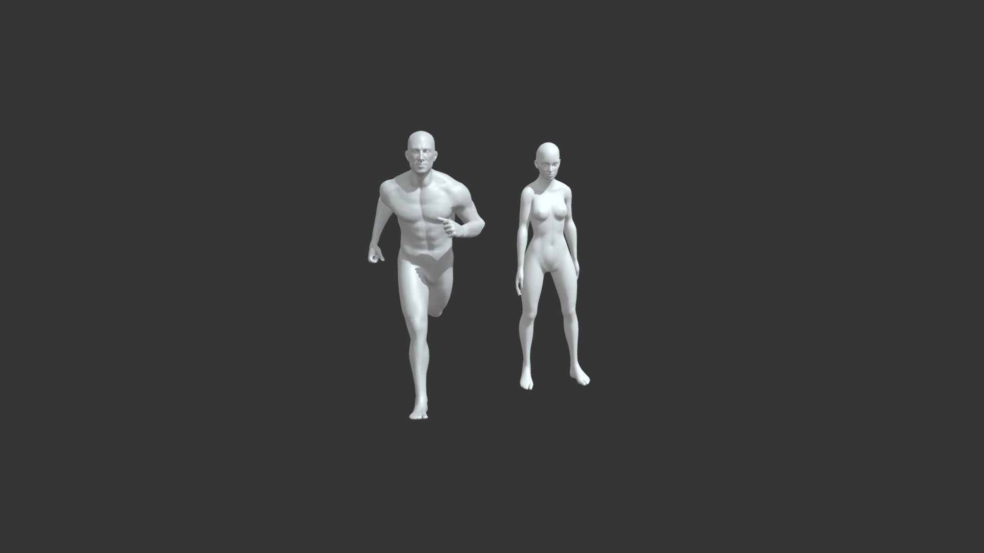 Male and Female Body Base Mesh Animated and Rigged 3D Model 20k Polygons consists of 2 models:  




Male Body Base Mesh Animated and Rigged 3D Model 20k Polygons (20,026 Polygons, 19,611 Vertices)

Female Body Base Mesh Animated and Rigged 3D Model 20k Polygons (20,486 Polygons, 20,258 Vertices)

Good topology ready for animation.  

Technical details:




File formats included in the package are: FBX, OBJ, GLB, PLY, STL, ABC, DAE, BLEND, gLTF (generated), USDZ (generated)

Native software file format: BLEND

Both models are rigged and animated.

6 animations are included: idle, walk, run, squat, push-up, sit down &amp; get up. All animations are full cycles.

Only following formats contain rig and animation: BLEND, FBX, GLTF/GLB

You can purchase the model on FAB: https://www.fab.com/listings/6251393d-1eb7-4052-b0c1-416ab2f6dd4e