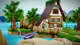 A Vintage Journey in the Heart of the Ocean vintage, retro, island, natural, ocean, traditional, effects, seaside, charm, atmosphere, cobblestone, streets, enchanting, architecture, 3d, village, light, picturesque