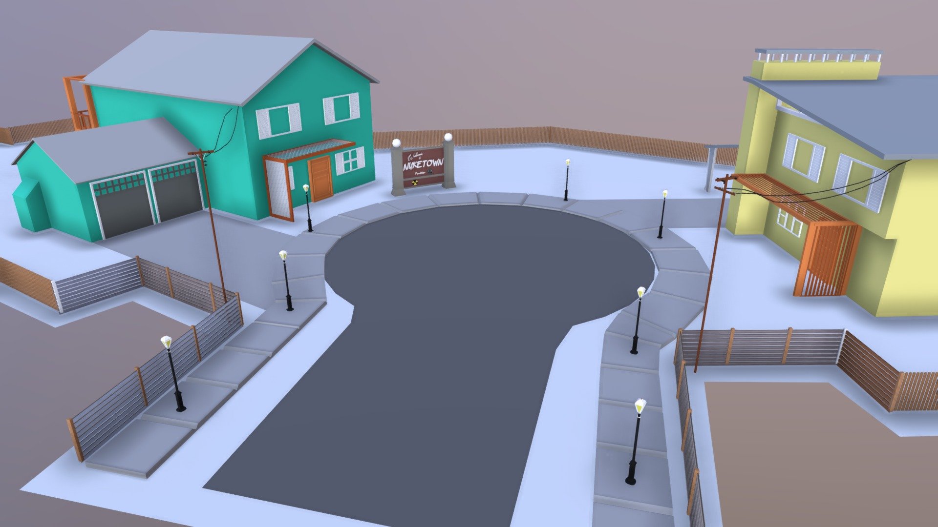 Low Poly Model of Yellow and Green Building from Nuketown Call OF Duty..!