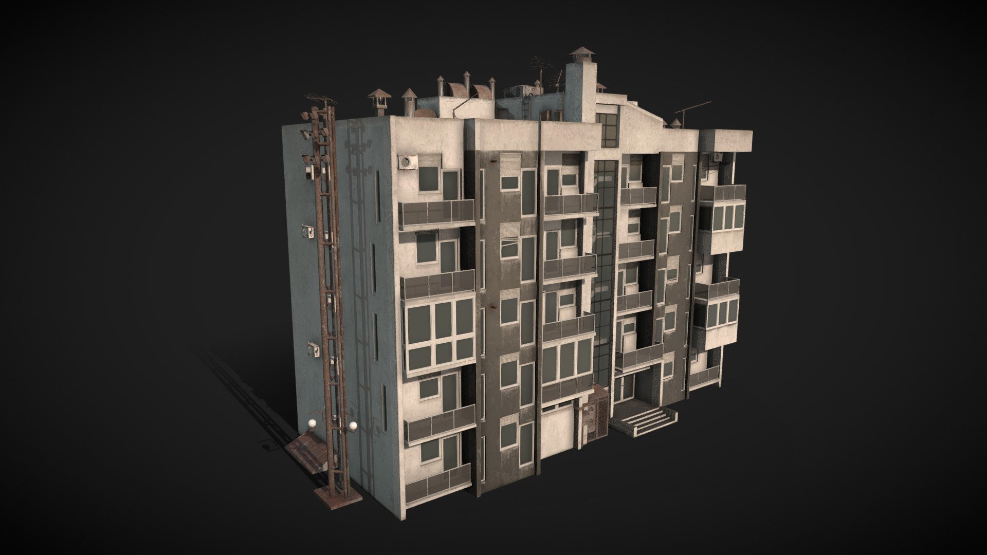 Realistic 3d model of a worn residental building. 4k textures. 
I've put alot of effort into this one.